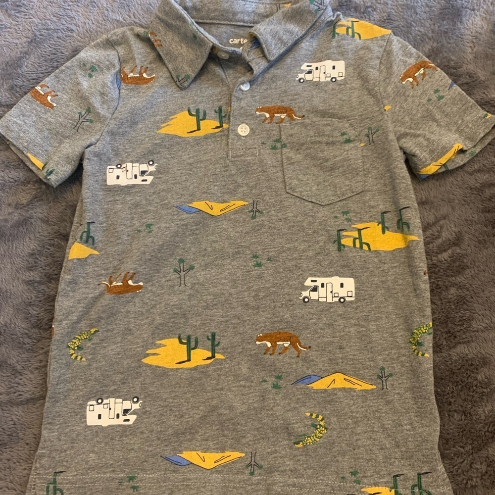 Carter's Gray and Yellow Construction Polo Shirt